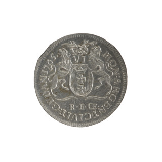 Gdansk six-coin, Stanislaw August Poniatowski (King of Poland; 1764–1795). Maker: Rudolf Ernest