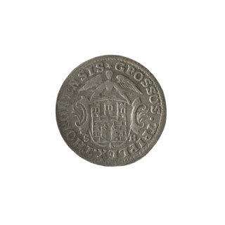 Torun trojak; 1765; obverse: under the crown a tied monogram composed of the letters SAR, flanked