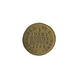 Weight for weighing ducats, 1768. Obverse: under a crown, a coat of arms with a crowned eagle,