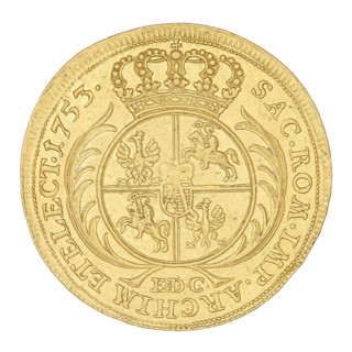 Crown double-ducat by Ernest Dietrich Croll (fl. 1753–1763) for August III the Saxon (King of