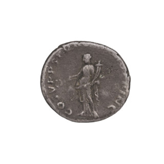 Denarius of Trajan (53–117; Roman emperor 98–117). Obverse: head of Trajan in laurel wreath facing
