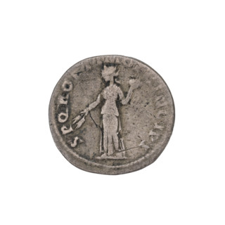 Denarius; obverse: head of Trajan wearing a laurel wreath facing right; rim inscription IMP TRAIANO