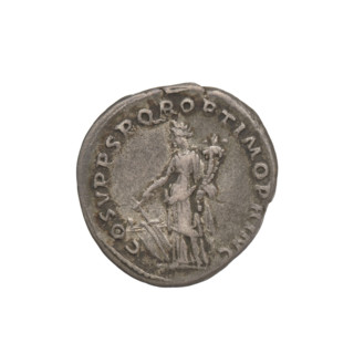 Denarius; obverse: head of Trajan wearing a laurel wreath facing right; rim inscription 'IMP
