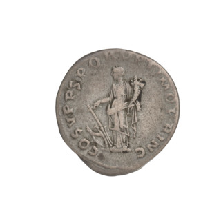 Denarius; Obv.: head of Trajan with laurel wreath facing right; rim inscription: IMP TRAIANO AVG