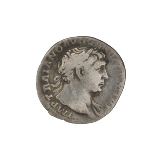 Denarius, Obv.: head of Trajan decorated with a laurel wreath facing right; rim inscription: IMP
