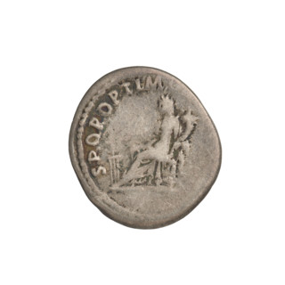 Denarius; Obverse: head of Trajan wearing a laurel wreath facing right; rim inscription: IMP