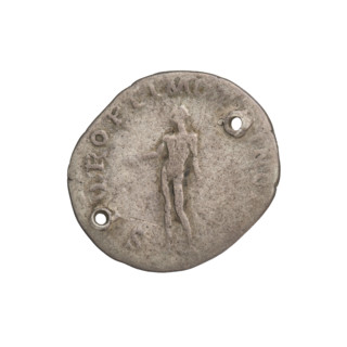 Denarius; Obv.: bust of Trajan facing right, wearing a laurel wreath and robe; rim inscription: IMP