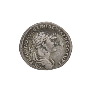 denarius, Trajan (53–117; Roman emperor 98–117); obverse: bust of Trajan facing right, wearing a