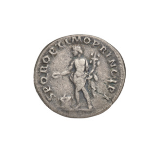 Denarius of Trajan (53–117; Roman Emperor 98–117). Obverse: bust of Trajan facing right, wearing a