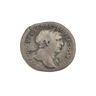 denarius, Trajan (53–117; Roman emperor 98–117); obverse: bust of Trajan facing right, wearing a