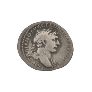 Denarius, Trajan (53–117; Roman emperor 98–117). Obverse: head of Trajan to the right, decorated