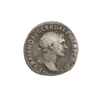 Denarius, Trajan (53–117; Roman emperor 98–117). Obv.: Trajan's head to the right, decorated with a