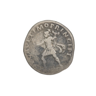 Denarius, Trajan (53–117; Roman emperor 98–117). Obverse: head of Trajan facing right, wearing a