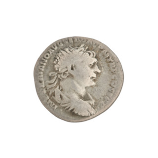 Denarius, Trajan (53–117; Roman emperor 98–117). Obverse: head of Trajan right, decorated with a