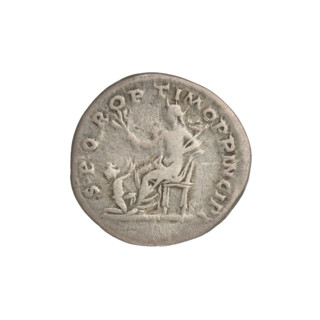 Denarius of Trajan (53–117; Roman emperor 98–117). Obverse: head of Trajan right, wearing a laurel