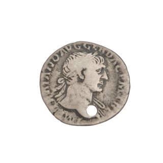 Denarius, Trajan (53–117; Roman emperor 98–117). Obverse: head of Trajan right, decorated with a