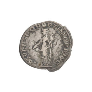 Denarius of Trajan (53–117 CE; Roman emperor 98–117). Obverse: head of Trajan right, wearing a