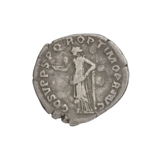 Denarius, Trajan (53–117; Roman emperor 98–117). Obverse: head of Trajan to the right, decorated