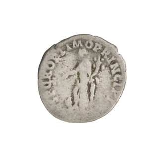Denarius of Emperor Trajan (53–117; ruled 98–117). Obverse: bust of Trajan right, laurel-wreathed;