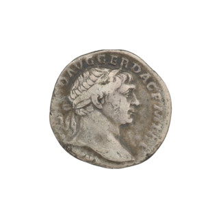 Denarius, Trajan (53–117; Roman emperor 98–117). Obverse: head of Trajan right, laurel-wreathed;
