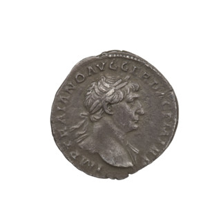 Denarius of Trajan (53–117; Roman emperor 98–117), 103–111 CE. Obverse: head of Trajan right,