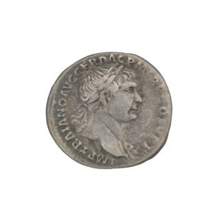 Denarius, Trajan (53–117; Roman emperor 98–117). Obverse: head of Trajan right, decorated with a