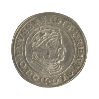 Gdansk grosz, Sigismund I the Old (King of Poland; 1506–1548). Polish coin (1540). Obverse: Crowned