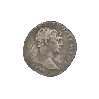 Denarius, Trajan (53–117; Roman emperor 98–117). Obverse: head of Trajan right, decorated with a