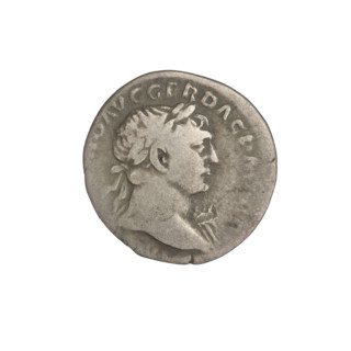 Denarius, Trajan (53–117; Roman emperor 98–117). Obverse: head of Trajan right, decorated with a