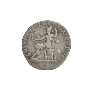 Denarius, Trajan (53–117; Roman emperor 98–117). Obverse: head of Trajan facing right, decorated
