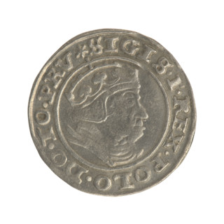 Gdansk grosz, Sigismund I the Old (King of Poland; 1506–1548). Polish coin (1540). Obverse: Crowned