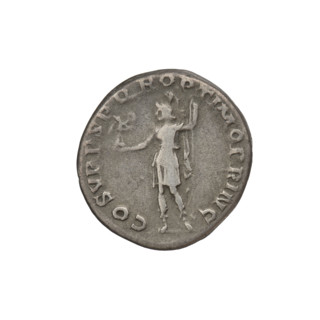 denarius, Trajan (53–117; Roman emperor 98–117); obverse: head of Trajan right, decorated with a