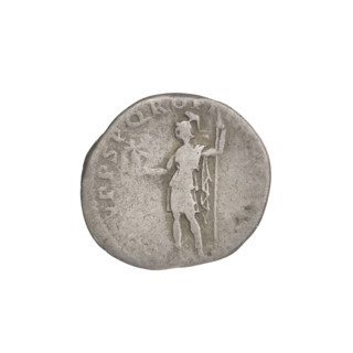 Denarius of Trajan (53–117 CE; emperor 98–117). Obverse: head of Trajan facing right, wearing a