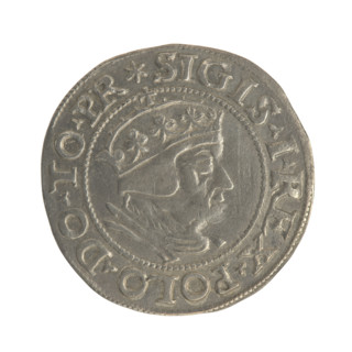 Gdansk grosz, Sigismund I the Old (King of Poland; 1506–1548). Polish coin, Jagiellon dynasty.