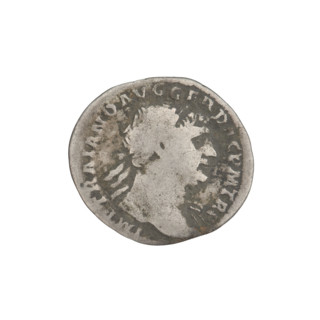 Denarius, Trajan (53–117; Roman emperor 98–117). Obverse: head of Trajan facing right, wearing a