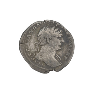 Denarius, Trajan (53–117; Roman emperor 98–117). Obverse: head of Trajan facing right,