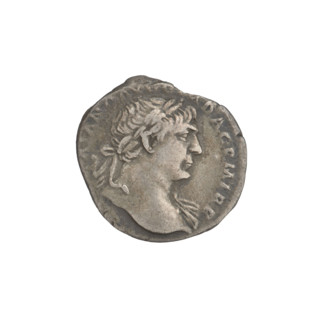 Denarius, Trajan (53–117; Roman emperor 98–117). Obverse: head of Trajan right, decorated with a