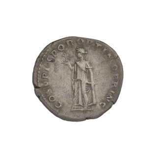 denarius, Trajan (53–117; Roman emperor 98–117), Spes (personification), laurel wreaths, flowers,
