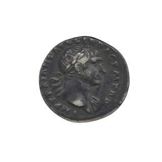 Denarius, Trajan (53–117; Roman emperor 98–117). Obverse: head of Trajan right, laurel-wreathed;
