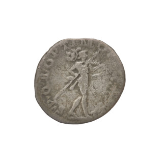 Denarius of Trajan (53–117; Roman emperor 98–117). Obverse: head of Trajan in laurel wreath facing