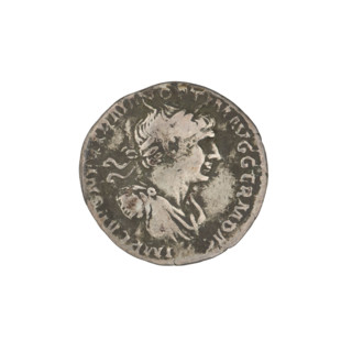 Denarius of Trajan (53–117; Roman emperor 98–117), 112–117. Obverse: head of Trajan in laurel