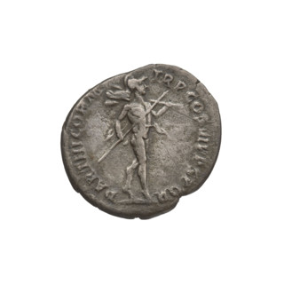 Denarius, Trajan (53–117; Roman emperor 98–117). Obverse: head of Trajan in laurel wreath facing