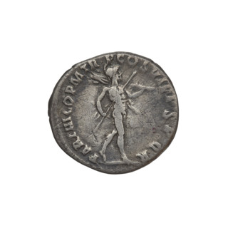 Denarius, Trajan (53–117; Roman emperor 98–117). Obverse: head of Trajan in laurel wreath facing