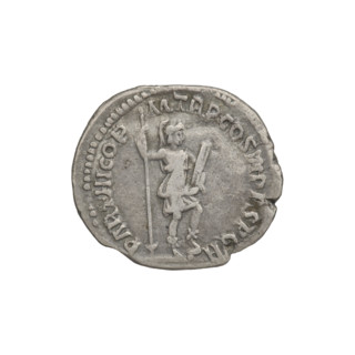 Denarius, Trajan (53–117; Roman emperor 98–117). Obverse: head of Trajan in laurel wreath facing