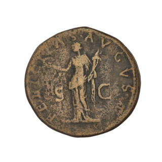 dupondius, Trajan (53–117; Roman emperor 98–117), laurel wreaths, Felicitas (personification),