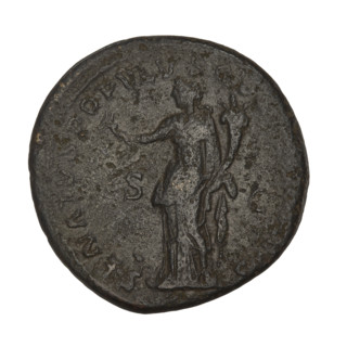 dupondius, Trajan (53–117; Roman emperor 98–117), radiant crowns, cornucopias, Felicitas
