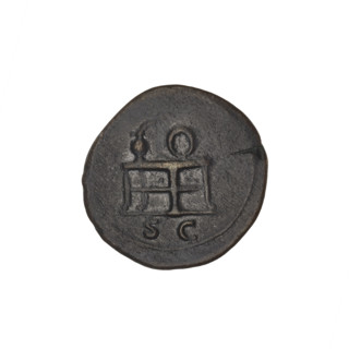 Quarter (coin) of Trajan (53–117; Roman emperor 98–117). Obverse: head of Trajan right in a laurel