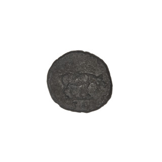 Quarter, Trajan (53–117; Roman emperor 98–117), boars, laurel wreaths, heads. Obv.: head of bearded