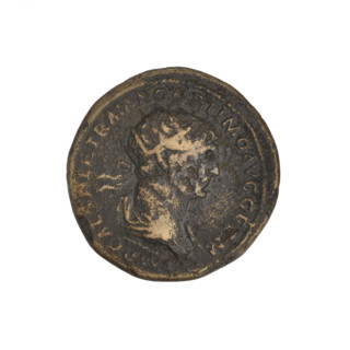 Trajan (53–117; Roman Emperor 98–117). Coin (Cyprus), 114–117. Obverse: head of Trajan in radiant