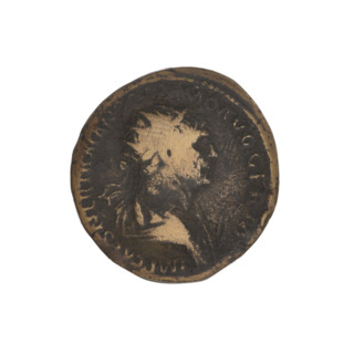 Trajan (53–117; Roman emperor 98–117). Obverse: head of Trajan in radiant crown facing right; rim